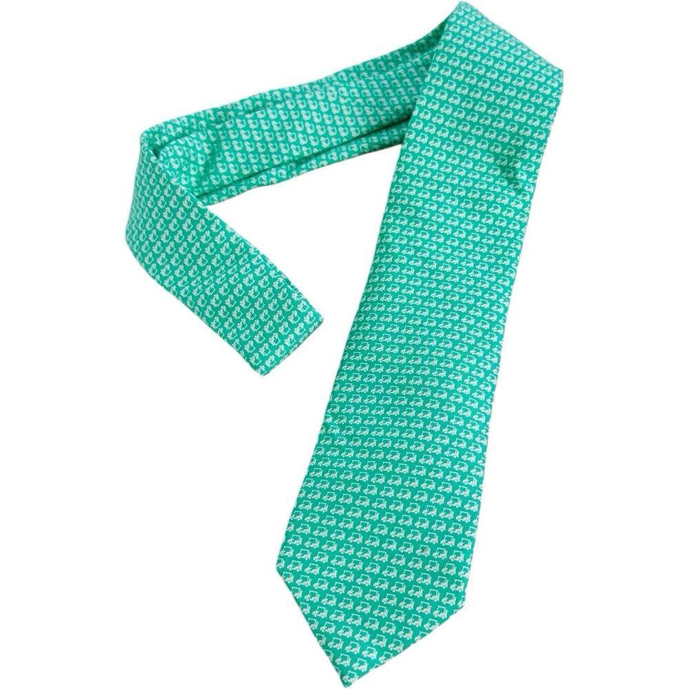 Vineyard Vines by Martha's Vineyard 100% Silk Golf Carts Men's Necktie Green